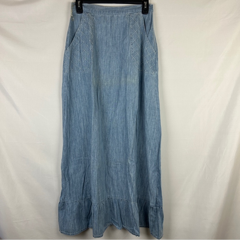 Double D ranch linen blend denim maxi skirt size 4 western